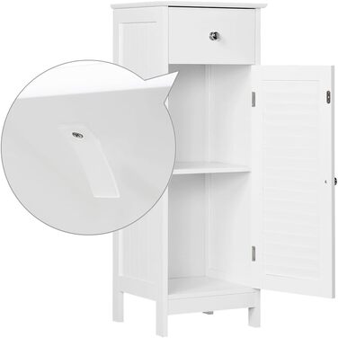 Шафка для ванної кімнати Yaheetech - вузька тумбочка з шухлядою та дверцятами, 32 x 30 x 87 см, біла