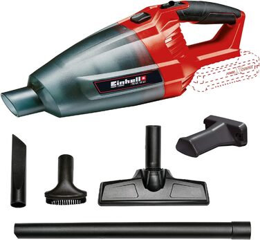 Акумуляторний ручний пилосос Einhell TE-VC 18 Li-Solo Power X-Change (літій-іонний, пилозбірник 540 мл, в т.ч. 3 насадки, подовжувач, настінний кронштейн, ), чорний, червоний (стара модель, в т.ч. акумулятор і зарядний пристрій 4,0 Ач)