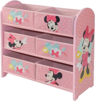 Шафа для зберігання автомобілів Disney з 6 коробками для зберігання для дітей, різнокольорова (Мінні Маус, світло-рожева)