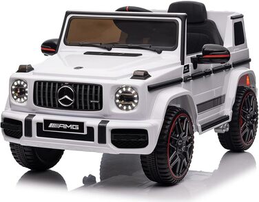 Дитячий електромобіль Mercedes G63 AMG 4x4, 180 Вт, шкіряне сидіння, EVA-колеса, 12V 9Ah, пульт, білий