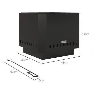 Вогнище, кострище з мітлою, 48 x 48 x 41 см, чорне