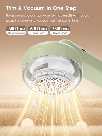 Електричний триммер для одягу COPPA, 6 лез, 3 швидкості, перезаряджається, з індикатором заряду, для пуловерів та одягу, білий (зелений)