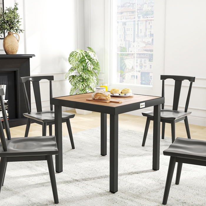 Зручний садовий стіл з пластику 78 x 78 x 74 см. Стійкий до погодних умов, з алюмінієвим каркасом. Ідеально підходить як буфетний стіл, кемпінговий стіл для 4 осіб, стіл на балкон, терасу або у сад. Підходить як вуличний обідній стіл для саду, тераси або 