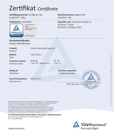 Виявлювач чадного газу CPVAN, 10 років служби, 3-в-1 з змінною батареєю, детектор CO з датчиком температури та вологості, EN50291, 1 шт.