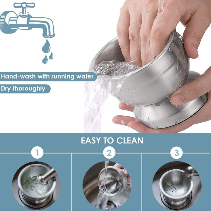 Набір ступки та пестика KEISSCO з нержавіючої сталі, важкий, для спецій, трав, пасти, з силіконовим кришкою