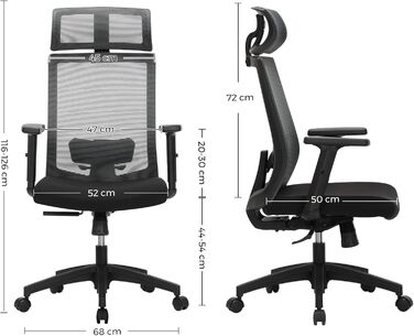 Ергономічний офісний стілець SONGMICS з сіткою, регульований комп'ютерний стілець для робочого кабінету з функцією гойдання, сірий, до 120 кг, OBN022GD01