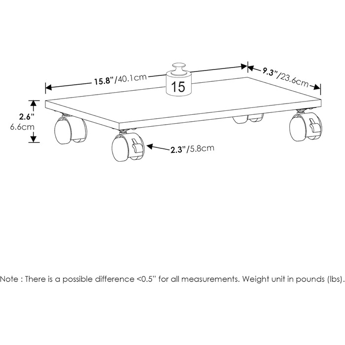 Підставка для комп'ютера та принтера Furinno Econ Home Office з роликами, Espresso, 1-рівнева