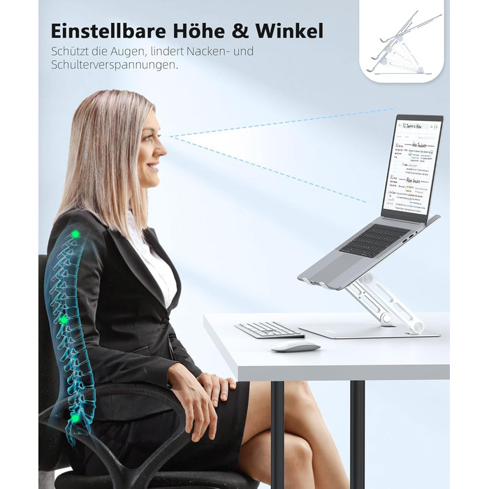 Підставка для ноутбука BoYata: регульована висота, ергономічна, з вентиляцією, для MacBook, Dell, HP, Acer (10-17 дюймів)