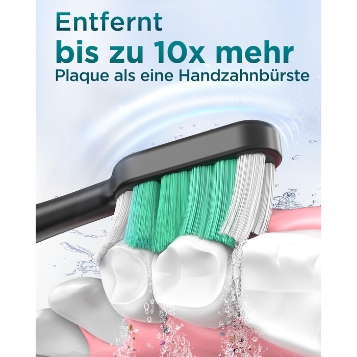 Електрична зубна щітка звукового типу для дорослих та дітей з 8 насадок та 5 режимами. 90 днів роботи від акумулятора, таймер 2 хвилини, дорожній футляр
