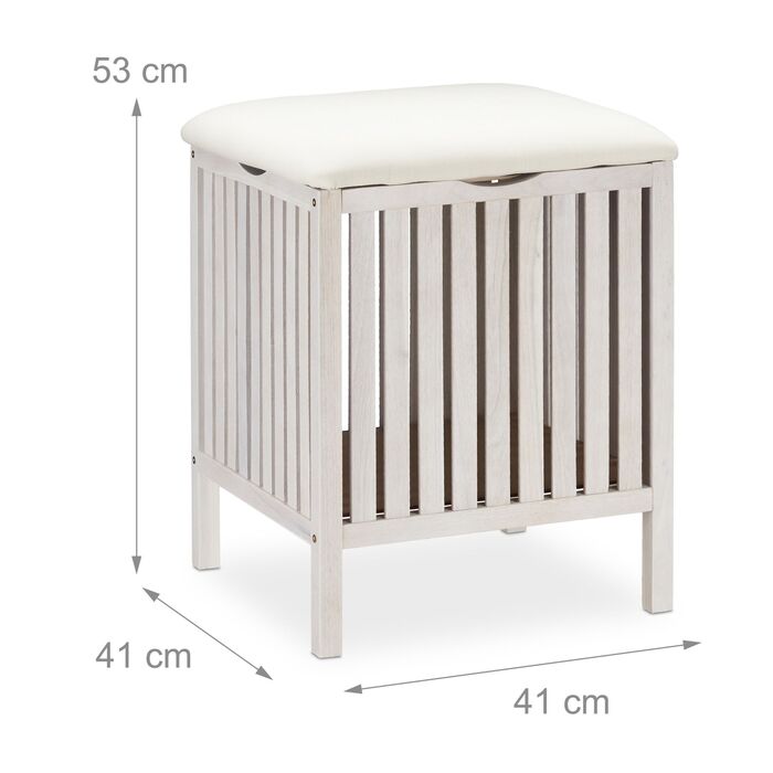 Кошик для білизни Relaxdays білого кольору зі стільчиком