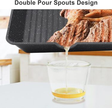 Сковорода-гриль AIKENBBKK 24x24 см з знімним ручками, антипригарне покриття, для стейків, сумісна з духовкою, миюча в посудомийній машині (білий)