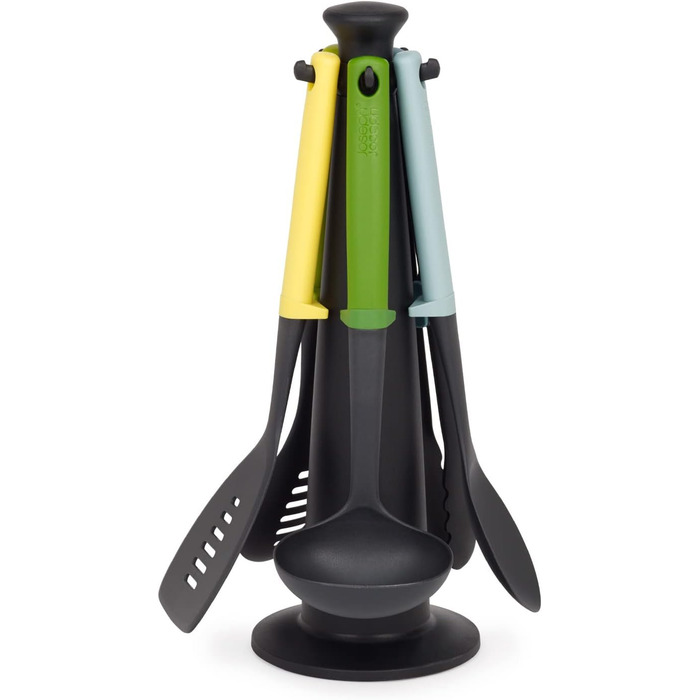 Набір кухонних аксесуарів Joseph Joseph Duo (5 шт) з підставкою, силіконові ручки, термостійкий, Opal