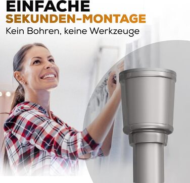 Штанга для штор без свердління 370-420 см, Ø 32 мм, сіра - штанга для кріплення штор, душової кабіни, дверей та шафи