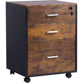 Шафа для документів на колесах SogesHome, мобільний контейнер для офісу, 3 висувні ящики, білий, з замком, для дому та офісу (Вінтаж)