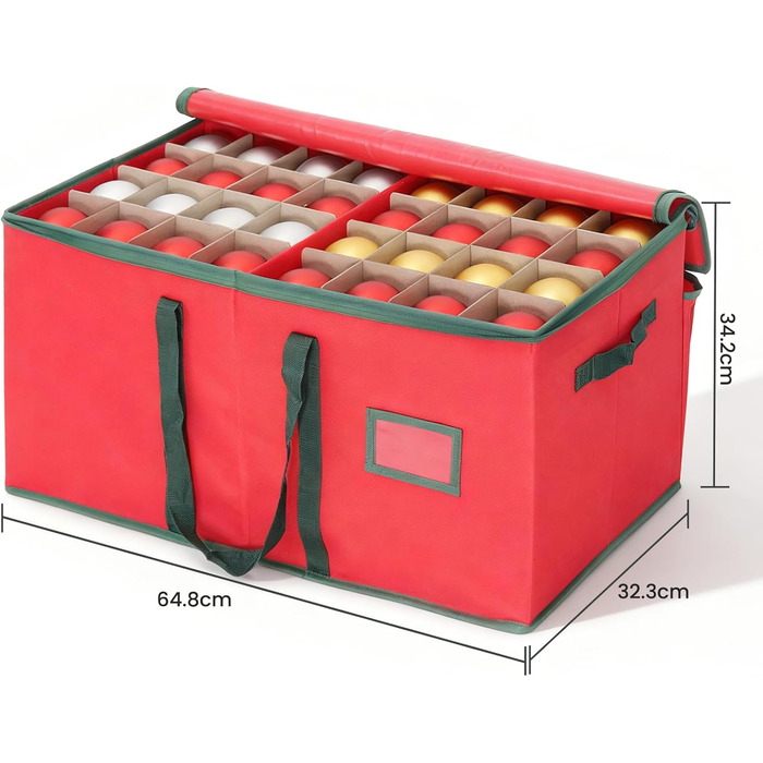 Коробка для зберігання прикрас на ялинку SALCAR з відділеннями, 128 шт., червона