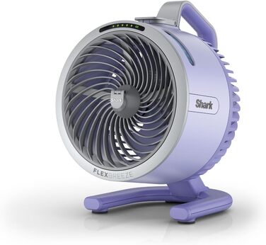 Вентилятор Shark FlexBreeze HydroGo Starker з функцією зволоження, для дому та вулиці, тихий та довговічний, з підключенням до мережі та без, компактний та легкий, струмінь повітря до 20 м, фіолетовий FA050EULV