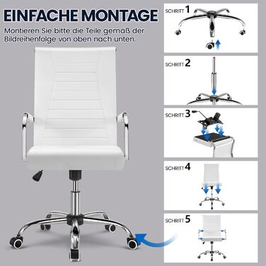 Офісне крісло Yaheetech з підлокітниками, офісний стіл, крісло для начальника, комп'ютерне крісло з високою спинкою, робоче крісло з функцією гойдання, біле, до 136 кг