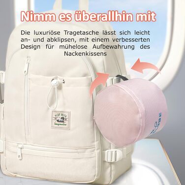 Подушка для шиї ProGlobe, 100% Memory Foam, ортопедична, для подорожей (літак, авто, поїзд), з маскою для сну, сітчаста сумка (світло-рожева)