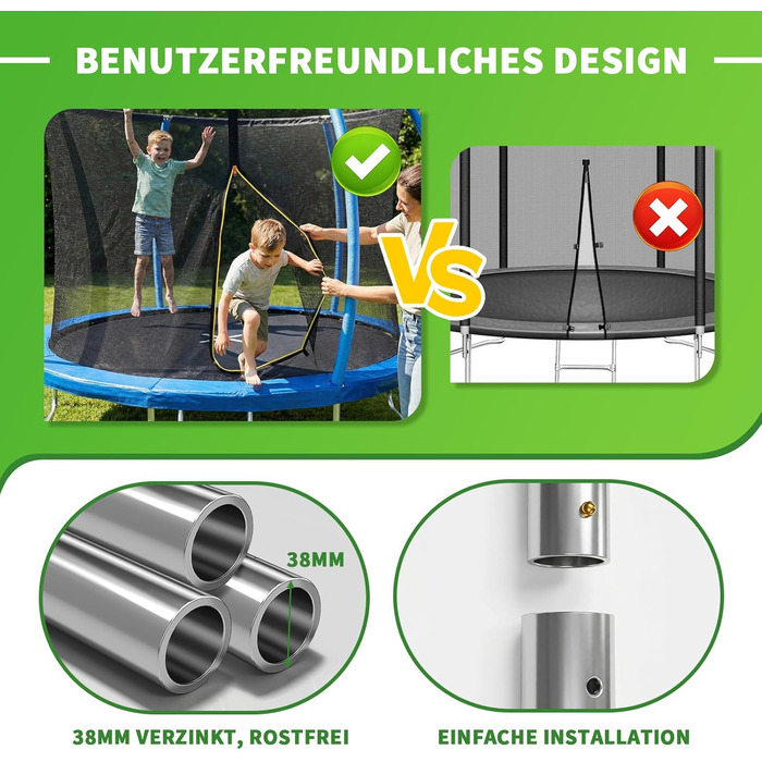 Батут JUMMICO вуличний Ø183/220/290/360 см з сіткою, захисним покриттям та комплектом для монтажу, круглий садовий батут для дітей 220 см синій