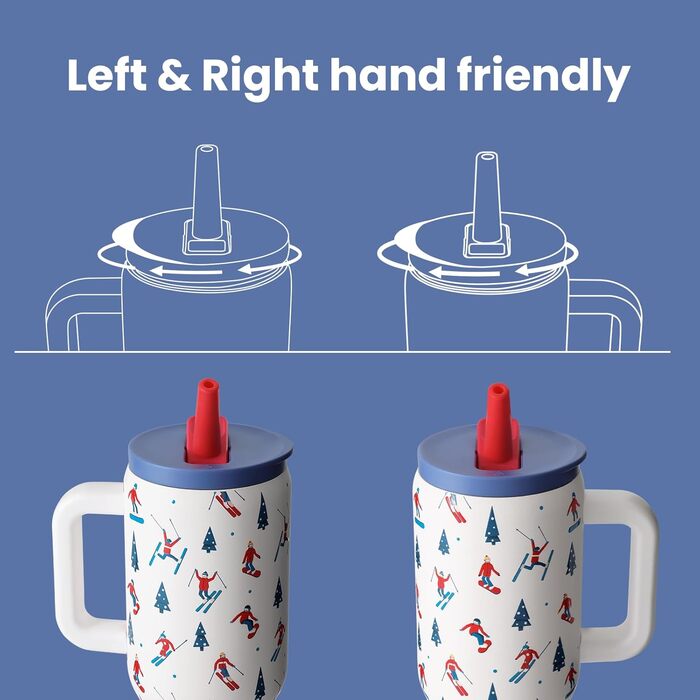 Термокружка-пляшка 900 мл з нержавіючої сталі з ручкою та трубочкою – BPA-free, з подвійними стінками, не протікає – для подорожей, офісу, університету, спорту та як подарунок. Підходить для катання на лижах.