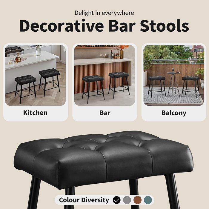 Набір з 2 барних стільців з мікрофібри, ретро дизайн, з підніжкою, висота 62.5 см, без спинки, для кухні, бістро, їдальні (сірий/чорний)