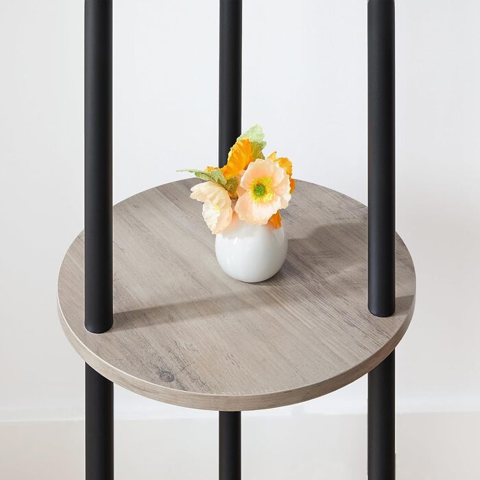 HOOBRO В'яжучий стійка для одягу, дерев'яна, з 8 гачками та 2 полицями, для вітальні, спальні, офісу, темно-коричневий/чорний