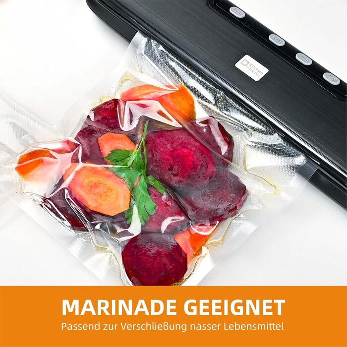 Вакууматор для продуктів 5-в-1 Kitchen in the box – автоматичний вакуумний пакувальник з режимами вологого та сухого запечатування, ширина шва 5 мм, комплект з 15 пакетами та шлангом