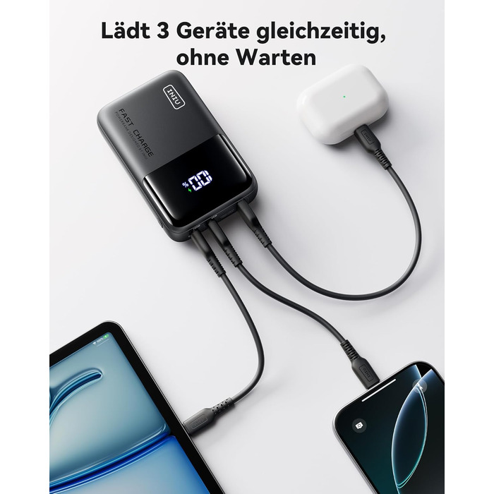 Портативний зарядний акумулятор INIU Power Bank Mini 25000mAh 100W - для телефонів, ноутбуків, MacBook, iPhone, Samsung, Steam Deck. Компактний, жовтий, для подорожей та активного відпочинку