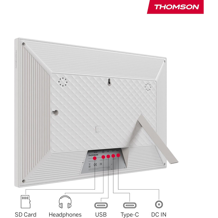 Рамка для фото Thomson Fotorahmen 15 дюймів біла – FHD IPS сенсорний екран, 32 GB, Wi-Fi, поворот, підтримка iOS/Android