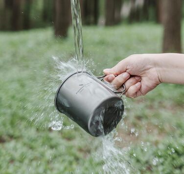 iBasingo Titan Camping Посуд: Чайник, Каструля, Кружка з кришкою та складним ручками (200-750мл) для кемпінгу, трекінгу, пікніка