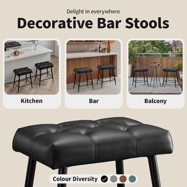 Набір з 2 барних стільців з мікрофібри, ретро дизайн, з підніжкою, висота 62.5 см, без спинки, для кухні, бістро, їдальні (сірий/чорний)