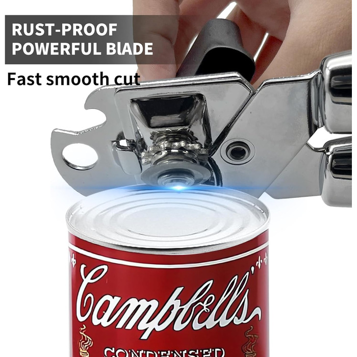 Механічний дозатор для банок з нержавіючої сталі Heavy Duty, гостре лезо, гладка кромка, зручна ручка, багатофункціональний відкривачка для пляшок Large