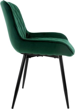 Набір з 4-х обідніх стільців ML-Design, темно-зелений, з м'яким сидінням з велюру, металеві ніжки, для кухні та вітальні