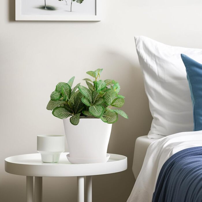 KINGLAKE Набір горщиків для квітів 8 шт. 17 см, пластикові горщики для рослин, квітів, кактусів та сукулентів з підставкою, кольорові (білі)