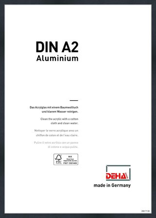 Рамка для плаката DEHA алюмінієва Tribeca / 42x59 ,4 см (А2 / / Структура чорний матовий / Фоторамка / Фото / Колаж головоломка / алюміній