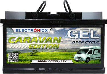 Гелева батарея 12 В 120 Ач Caravan Edition Сонячні батареї GEL Technology Батарея 12 В сонячна батарея, сонячна батарея Акумулятор для човнів Автофургони, Кемпінг для караванів (100 Ач)