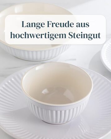 Набір посуду Steingut Hygge 24 шт. для 6 осіб (світло-сірий), Tafelservice, Pure Living, TESTSIEGER