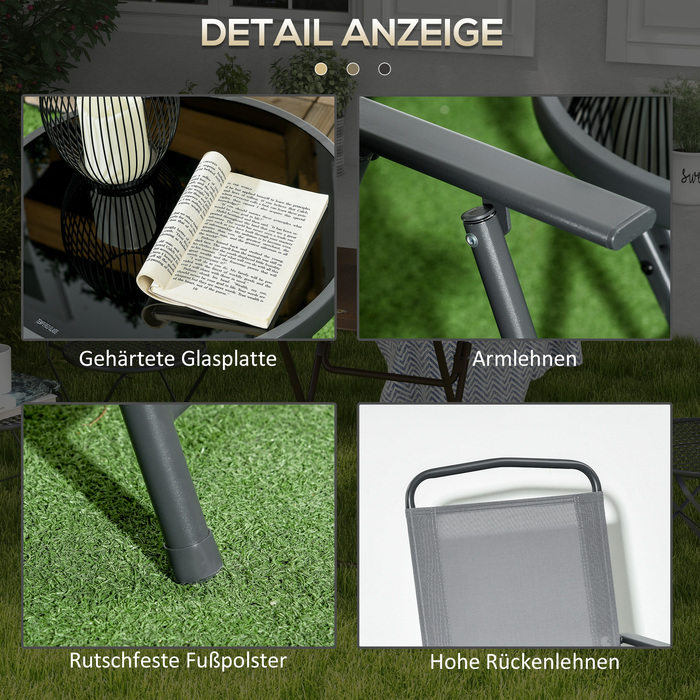 Набір бістро Outsunny Garden Furniture складаний з 1 столом і 2 стільцями, міцний зі сталі та сітки, 53,5 x 64 x 93 см, світло-сірий для балкона та тераси