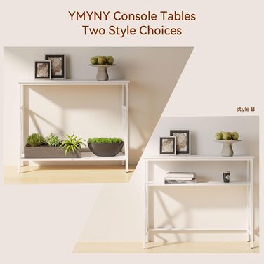 Консольний столик YMYNY з загартованим склом, промисловий стиль, 101x25x80.5 см (HGD007G)