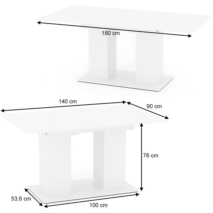 Розсувний обідній стіл Vicco Dix, дуб Goldkraft, 140 x 90 см, колір білий / Flyaway Orchidee