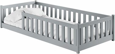 Дитяче ліжко Kids Collective Kinderbett з бортиками та ламелями, 80x180 см, сірий, для дітей від 4 до 18 років