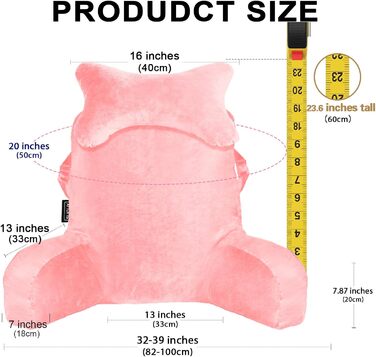 Подушка для сидіння в ліжку/на дивані для дорослих, з кишенею, рожевого кольору