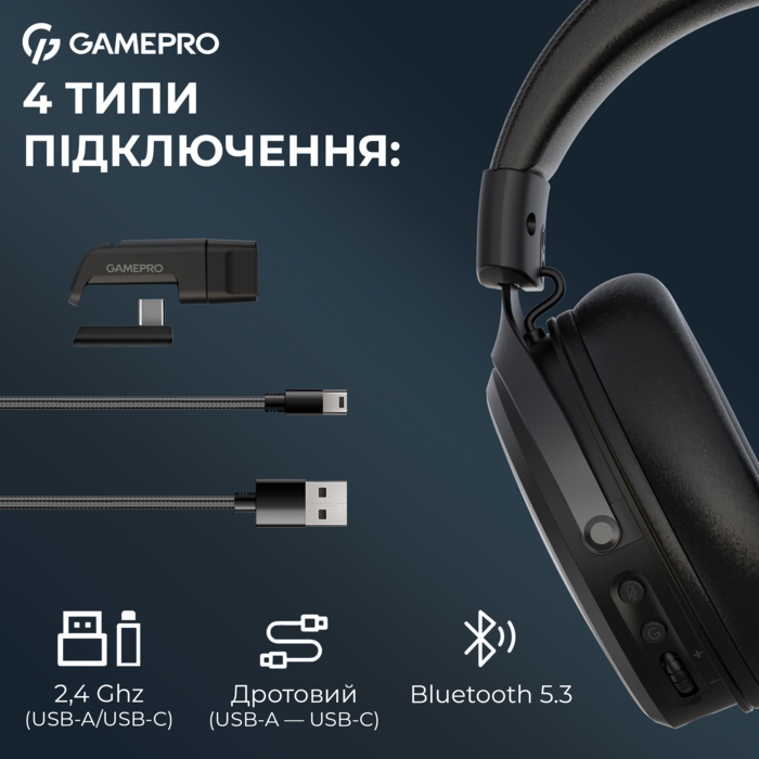 Бездротова ігрова гарнітура GamePro Asgard Skadi (HSW191B)