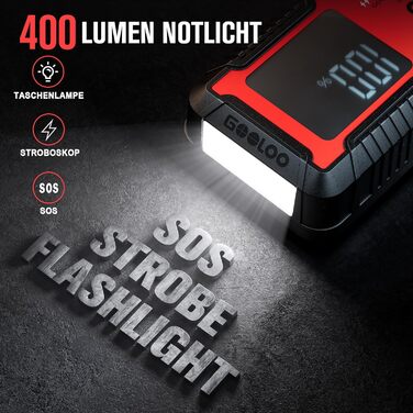 Powerbank-пусковий пристрій GOOLOO GT6000: 6000A, LED-ліхтарик, екран 3.2