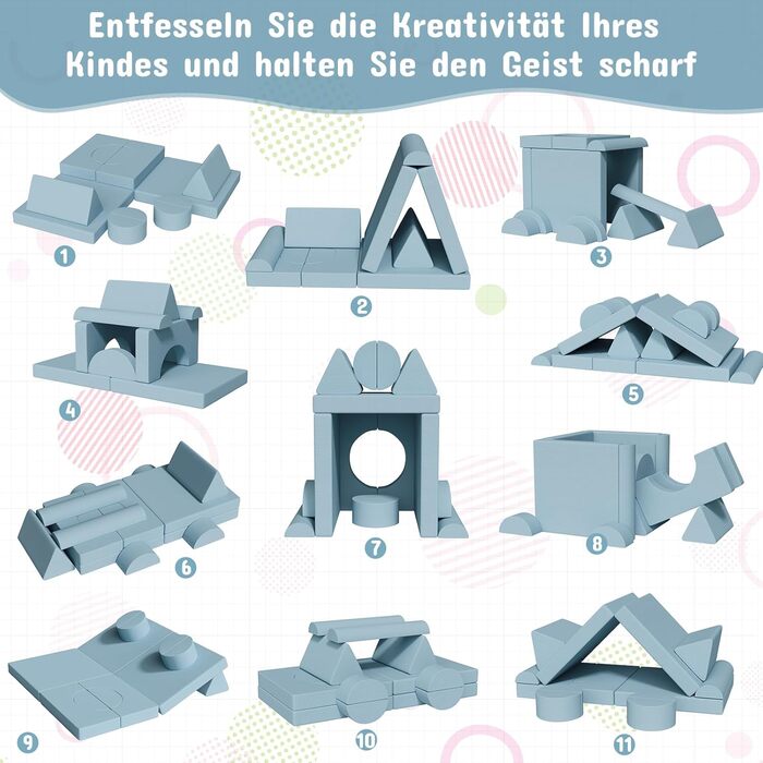 Дитяче ігрове диван-крісло, 15-ти частинний модульний диванчик для дітей, з сертифікатом Oeko-Tex 100, з м'якого велюру (блакитний)