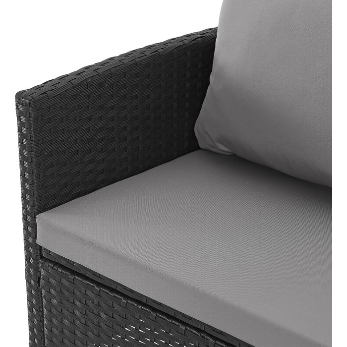 Садовий набір Gartensitzgruppe SVITA Dallas з поліротангу, 4 предмети: 2 крісла, диван на 2 місця, стіл, чорний. Комплект вуличних меблів зі сталевим каркасом та подушками