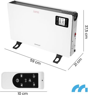 Електричний конвектор MalTec CH2000DW з термостатом, LCD-дисплеєм та таймером | 3 режими нагріву, енергозбереження