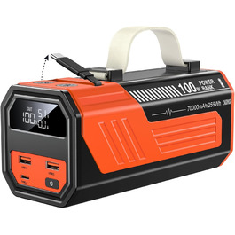 Power Bank 70000mAh 100W з USB-C та кабелем: портативний акумулятор для iPhone, iPad, Samsung та інших пристроїв (Orange)