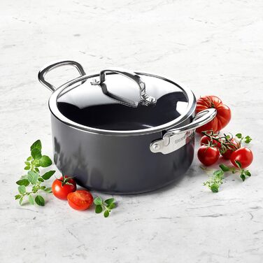 GreenPan Barcelona Каструля з нержавіючої сталі з антипригарним покриттям Ceramic 24 см, 5.1 л з кришкою, без PFAS, для індукційних плит, сумісна з духовкою