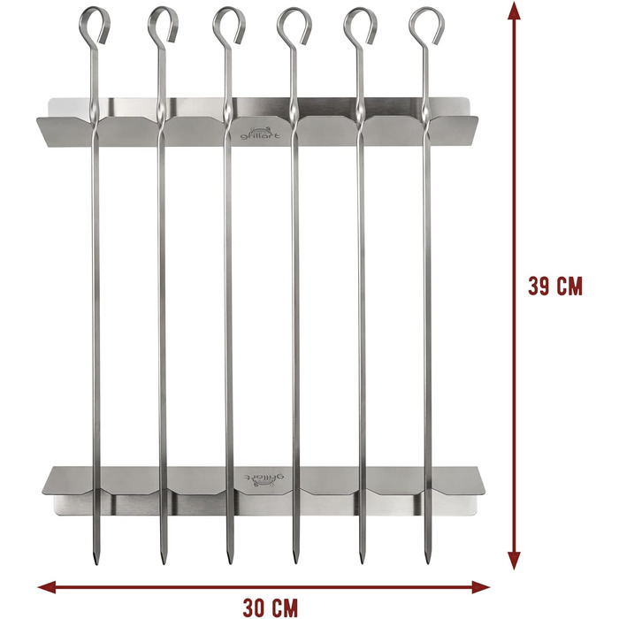 Шампури для шашлику grillart Premium з нержавіючої сталі зі стійкою - Високоякісні шампури для барбекю з функцією обертання на 360 для рівномірного приготування (подвійна упаковка - набір для шашлику)